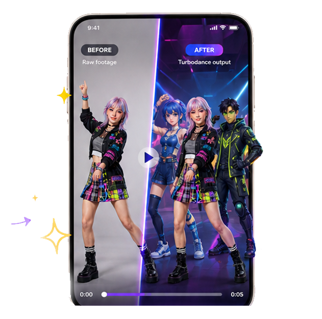 Before / After — Turbodance output